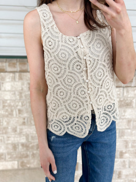 Claire Crochet Button Down Tank