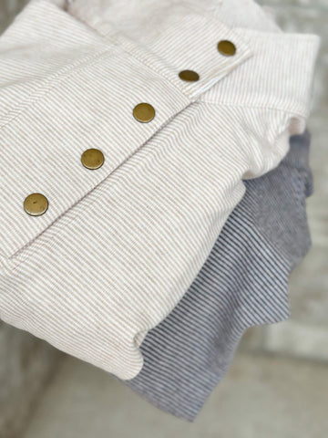 Genuine Stripe Snap Pullovers [taupe & mocha]