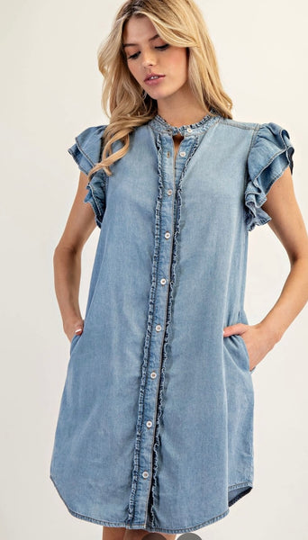 Livi Denim Ruffle Dress