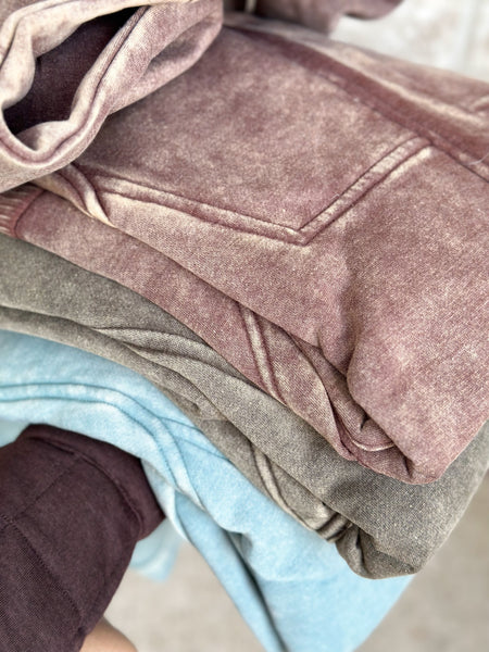Comfort Wash 1/2 Zip Hoodie [blue, burgundy mocha, dark olive]