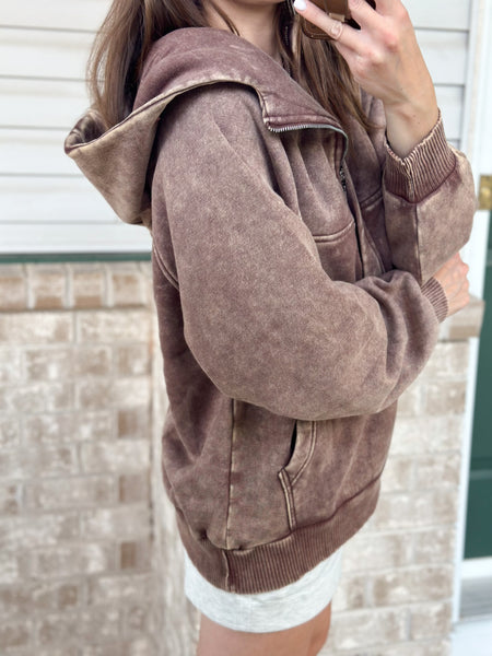 Comfort Wash 1/2 Zip Hoodie [blue, burgundy mocha, dark olive]