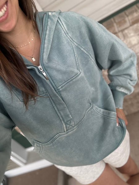 Comfort Wash 1/2 Zip Hoodie [blue, burgundy mocha, dark olive]