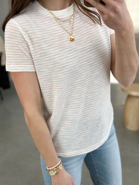 Strawberry Pink Stripe Basic Tshirt