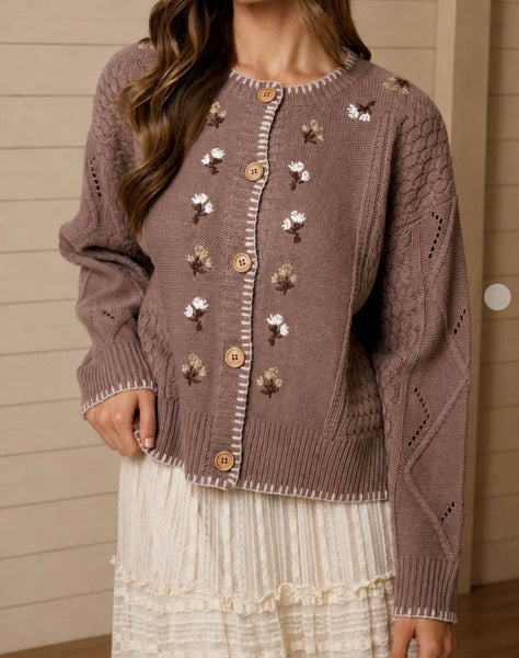 Mocha Floral Cardigan