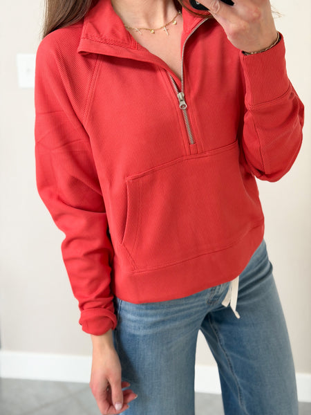 Ballgame Ribbed 1/4 Zip [coral]
