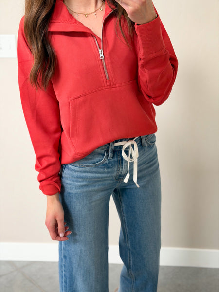 Ballgame Ribbed 1/4 Zip [coral]