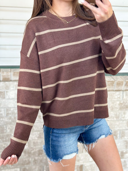 Lunar Stripe Sweater [oatmeal mocha & espresso taupe]