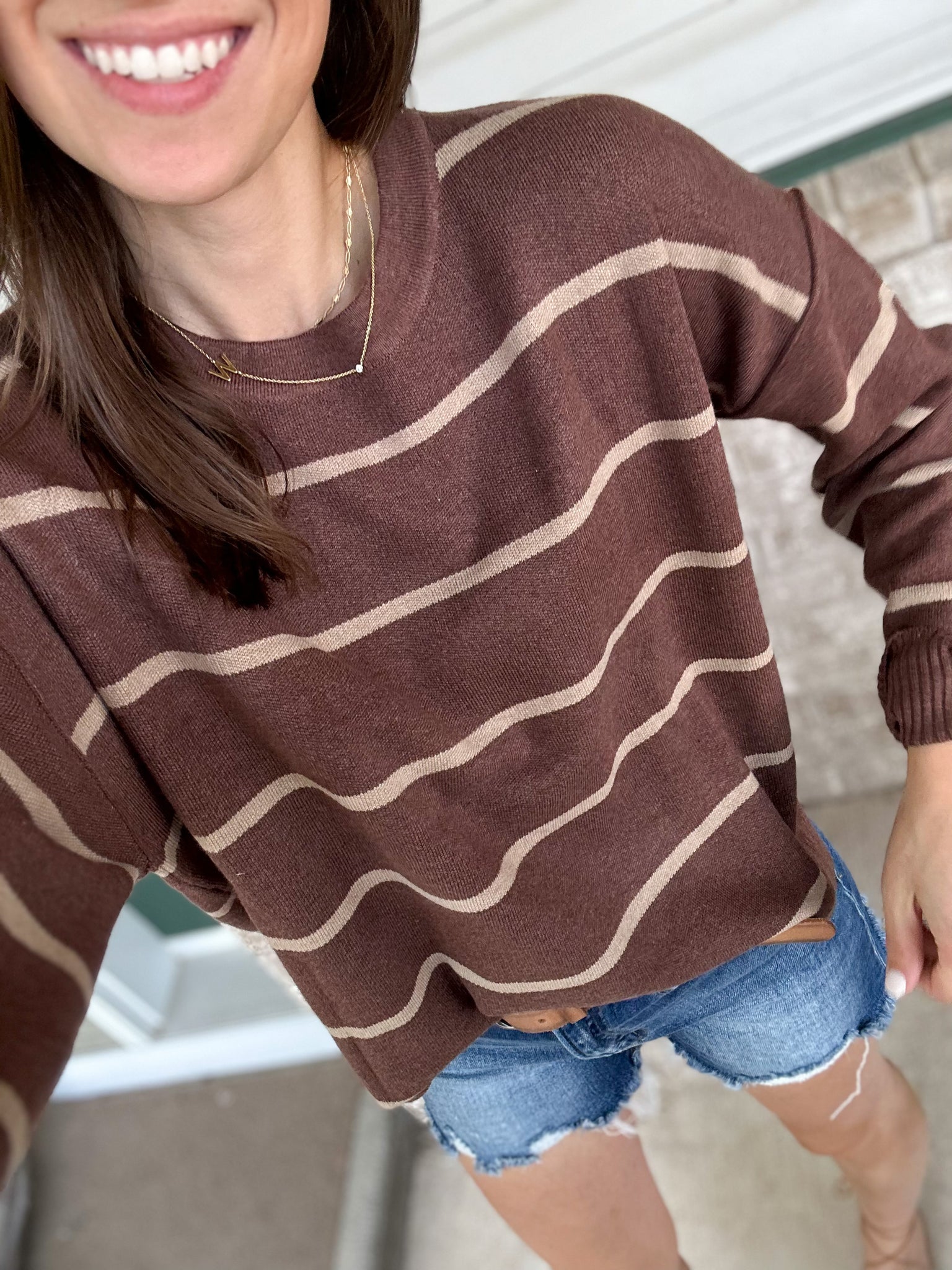 Lunar Stripe Sweater [oatmeal mocha & espresso taupe]