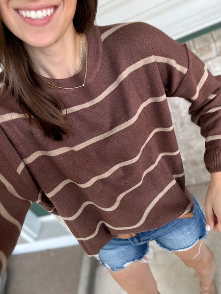 Lunar Stripe Sweater [oatmeal mocha & espresso taupe]