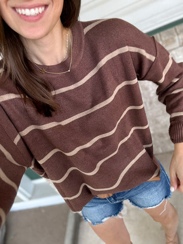 Lunar Stripe Sweater [oatmeal mocha & espresso taupe]