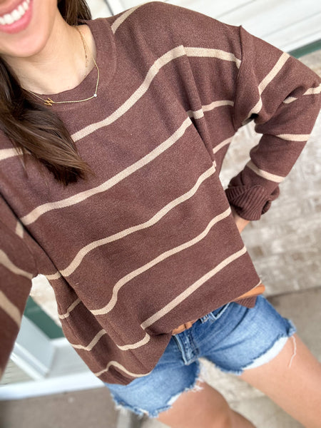 Lunar Stripe Sweater [oatmeal mocha & espresso taupe]