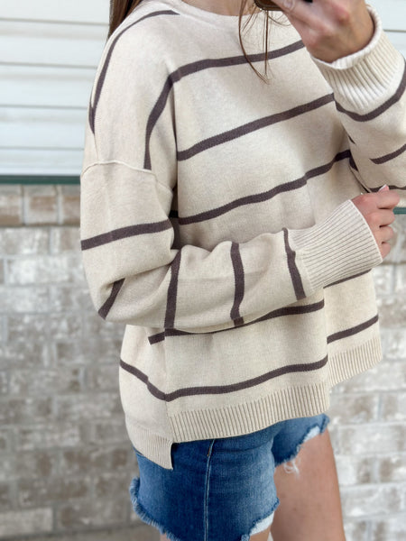 Lunar Stripe Sweater [oatmeal mocha & espresso taupe]