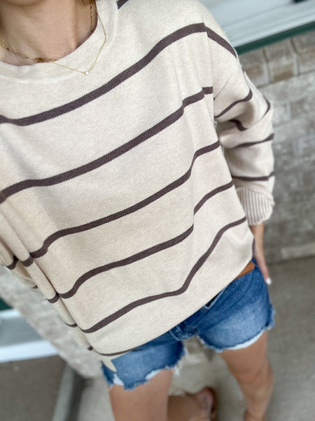 Lunar Stripe Sweater [oatmeal mocha & espresso taupe]