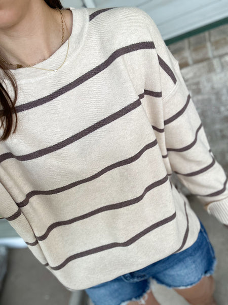 Lunar Stripe Sweater [oatmeal mocha & espresso taupe]
