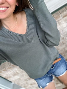 Details Matter Blanket Sweater [mocha & blue-olive]