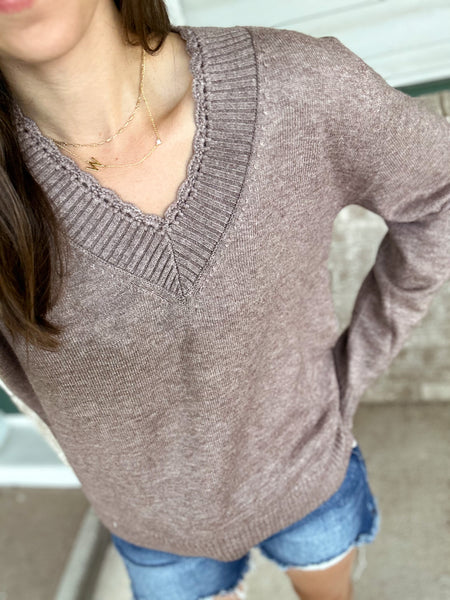 Details Matter Blanket Sweater [mocha & blue-olive]