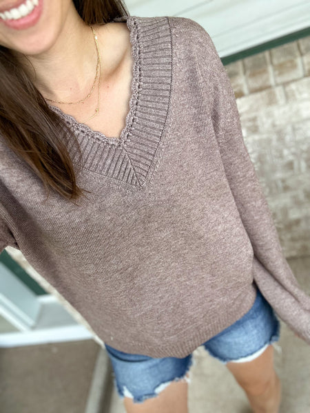 Details Matter Blanket Sweater [mocha & blue-olive]