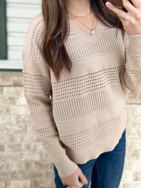 Dani Butter Soft Crochet Accent Sweater