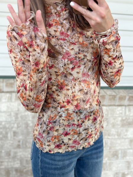 Fall Garden Floral Mesh [with thumb holes!]