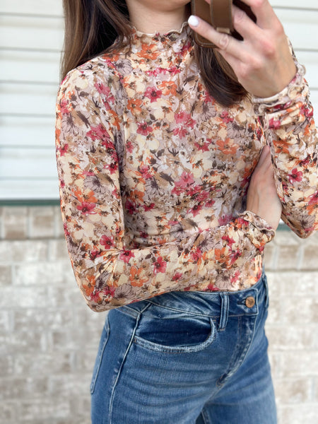 Fall Garden Floral Mesh [with thumb holes!]