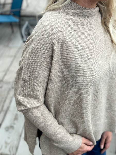 Bliss Mock Neck Waffle Sweater