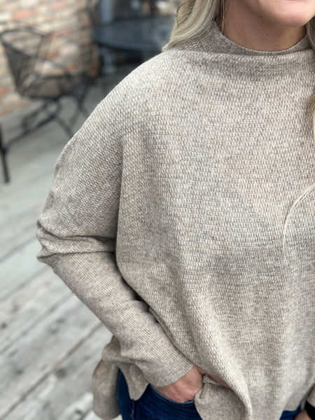 Bliss Mock Neck Waffle Sweater