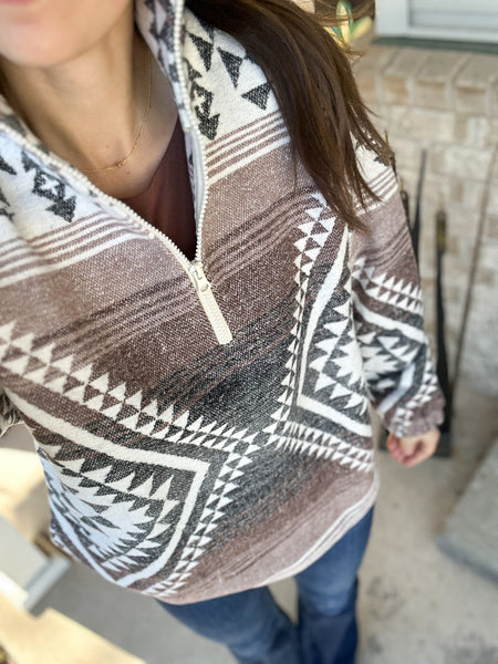 Mocha/Black Aztec 1/4 Zip