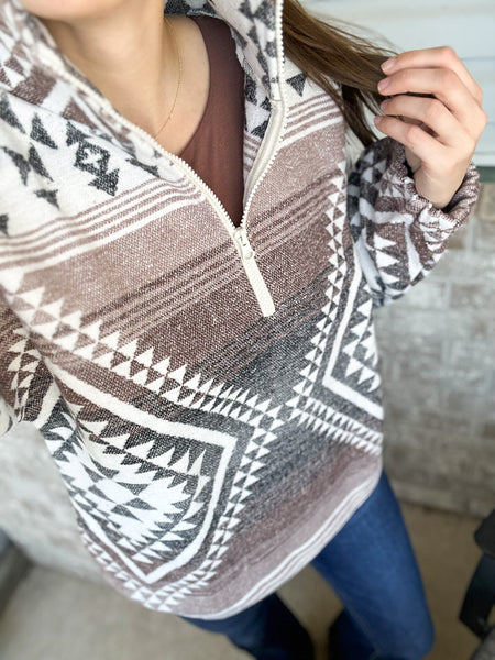 Mocha/Black Aztec 1/4 Zip