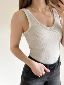 Long V-Neck Padded Tank