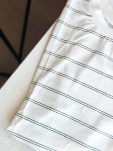 Banks Buttery Soft Tee [ivory w/ jungle green stripe]