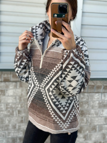 Mocha/Black Aztec 1/4 Zip