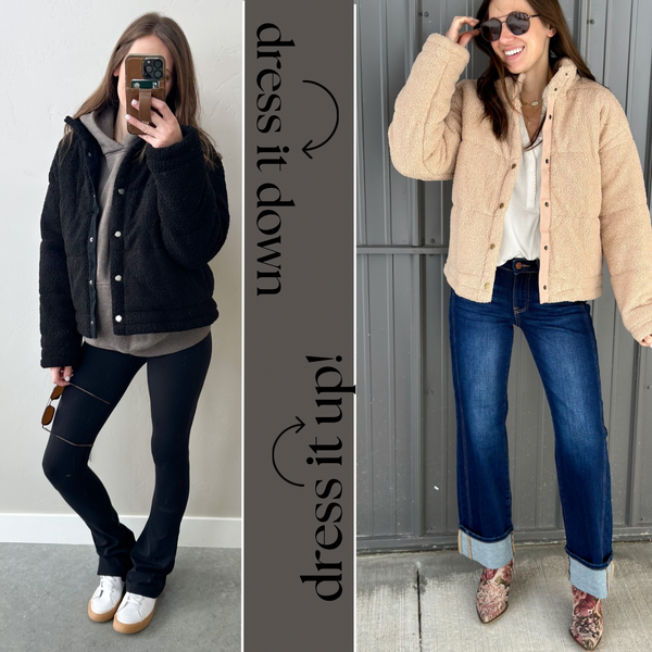 Winter Teddy Jacket [taupe & black]