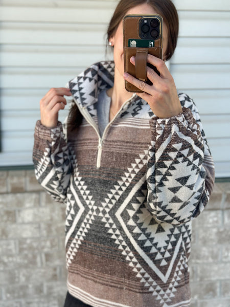 Mocha/Black Aztec 1/4 Zip