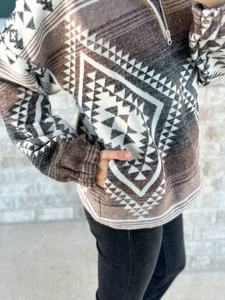 Mocha/Black Aztec 1/4 Zip