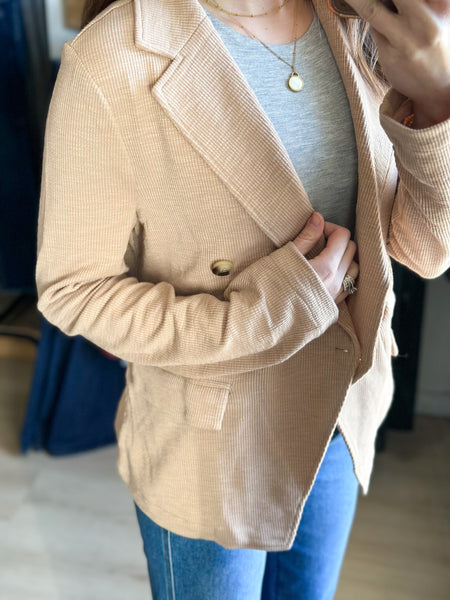 Riff Ribbed Taupe Blazer