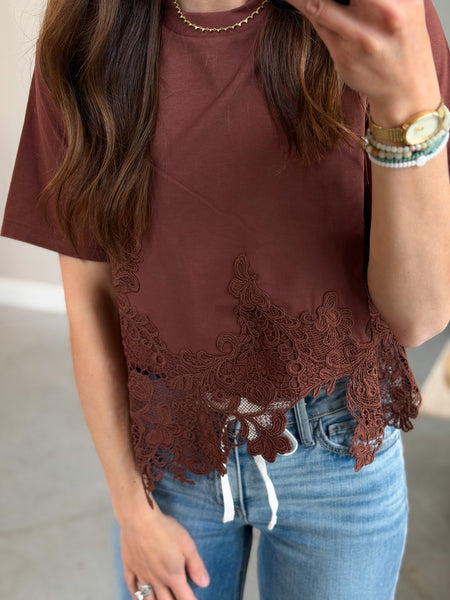 Leave It Lace Tee [gray & mauve]