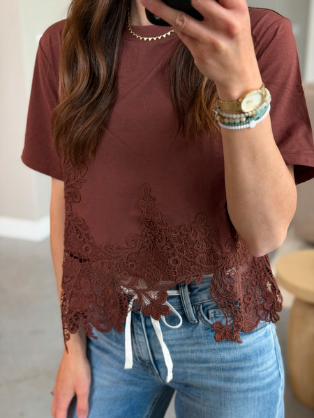 Leave It Lace Tee [gray & mauve]
