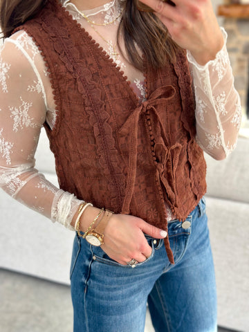 Divine Lace Tie Vest [floral lace INCLUDED with it!]