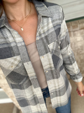 Maple Buttery Soft Button Down [grey-blue-sage mix]