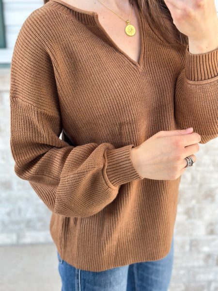 Little Camel Vneck Sweater