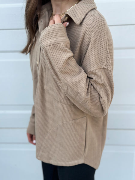 Buttery Soft Staple Pullover [taupe & evergreen]