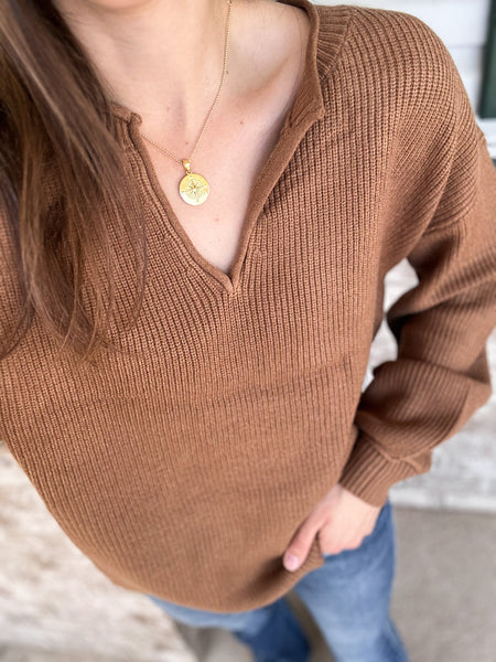 Little Camel Vneck Sweater