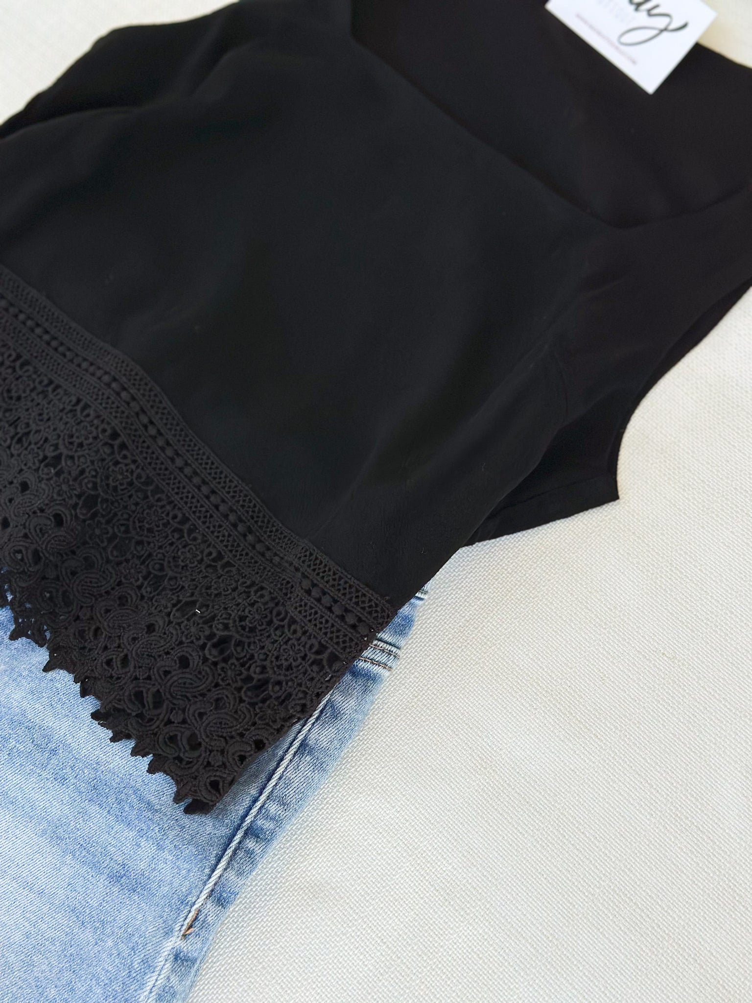 Eden Black Crochet Bottom Tank