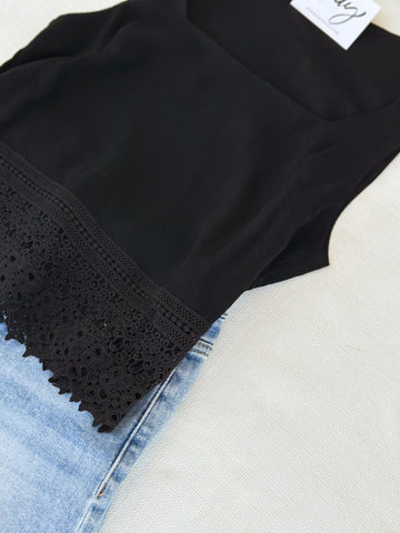Eden Black Crochet Bottom Tank