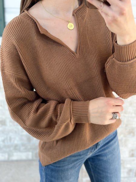 Little Camel Vneck Sweater