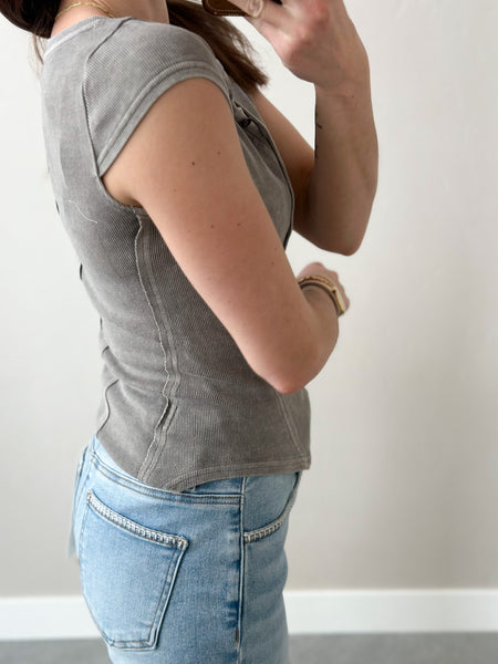 Basic Gray Acid Wash Tee