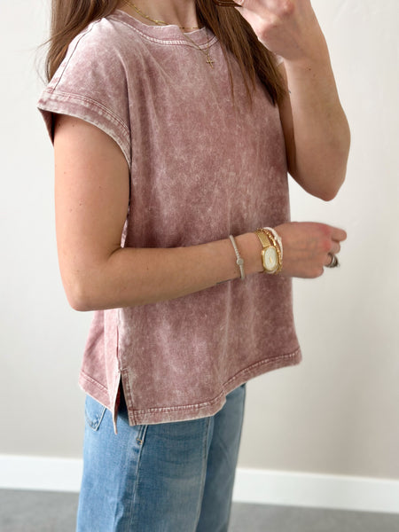 Kolly Pink Acid Wash Tee