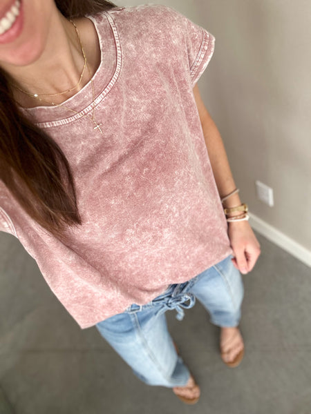 Kolly Pink Acid Wash Tee