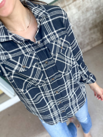 Maple Buttery Soft Button Down [navy-charcoal/ivory]