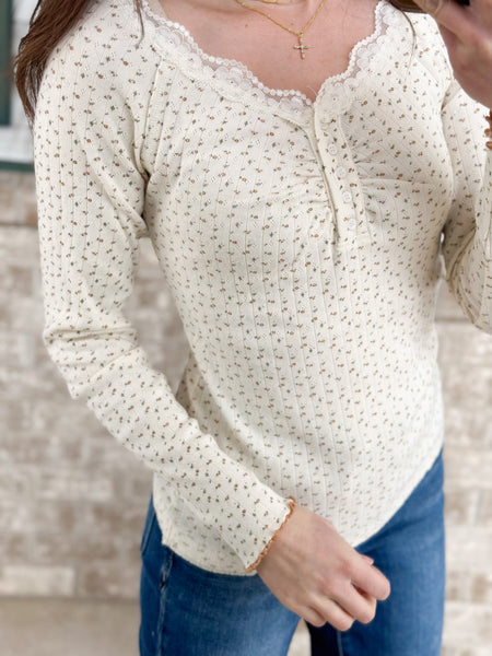 Fin Dainty Floral Lace Henley